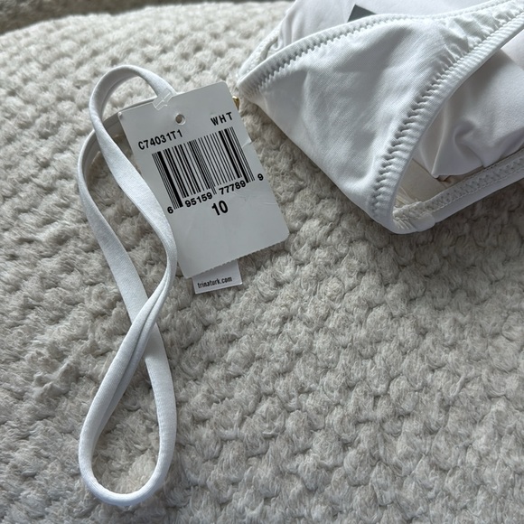 NWT Trina Turk White Bikini Bottom W/gold accents - Picture 10 of 10